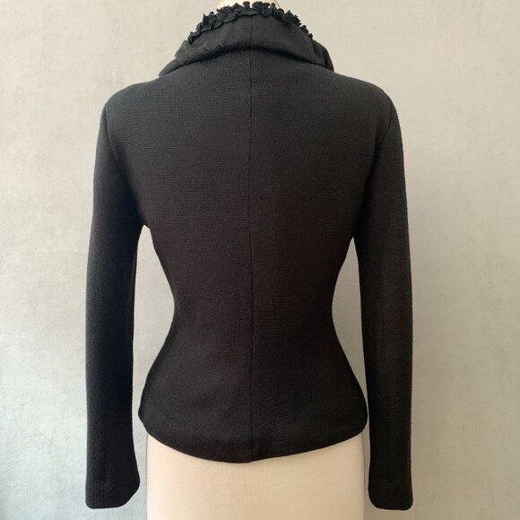 Rinascimento Italy Black Knit Flower Jacket | Y2K Vintage S-M - Picture 5 of 11